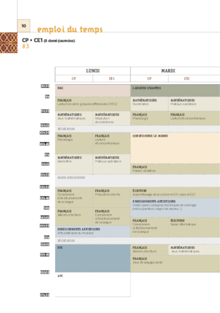 Emplois Du Temps Cp 18 Fichespedagogiques Com