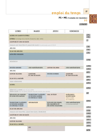 Les emplois du temps MS 2018