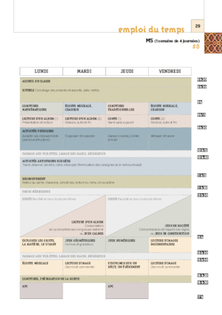 Les emplois du temps MS 2018