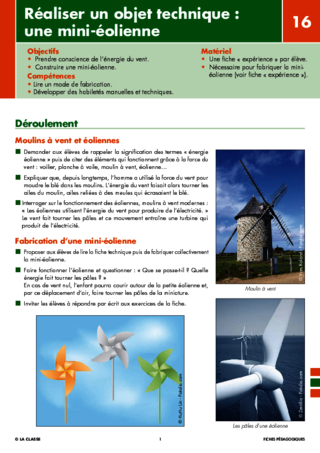 Les énergies (16) Réaliser un objet technique : une mini-éolienne