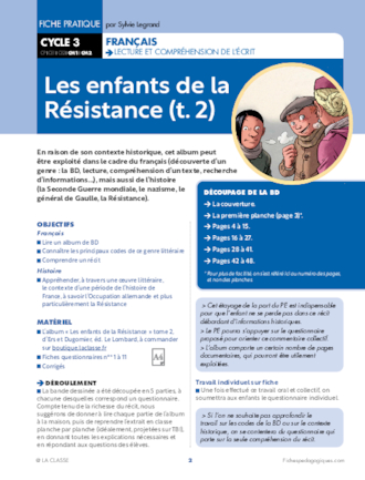 Les enfants de la résistance (Tome 2) - FichesPédagogiques.com