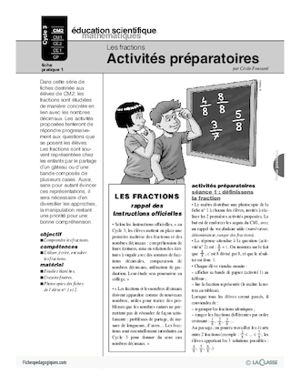 Les fractions (1) / Activités préparatoires