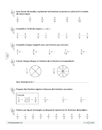 Les fractions (1) / Activités préparatoires