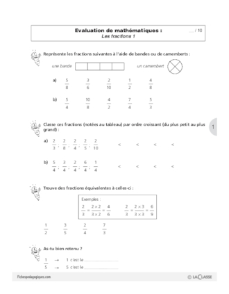 Les fractions (10) / Evaluations