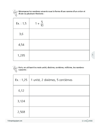 Les fractions (3) / Fractions décimales, nombres décimaux