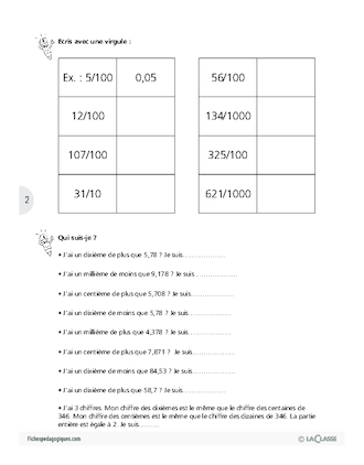 Les fractions (3) / Fractions décimales, nombres décimaux