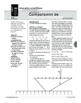 Les fractions (4) / Comparaison de nombres décimaux