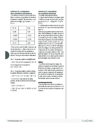 Les fractions (4) / Comparaison de nombres décimaux