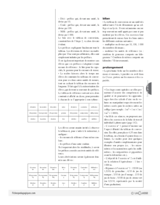 Les fractions (7) / Mesures: le tableau de conversion