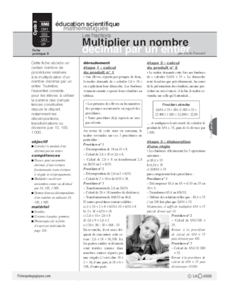 Les fractions (9) / Multiplier un nombre décimal par un entier