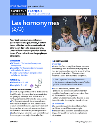 Les homonymes 2/3