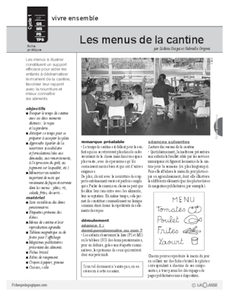 Les menus de la cantine