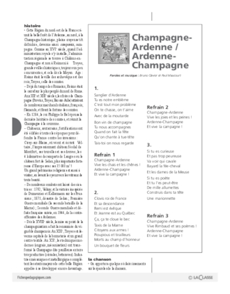 Les régions de France en chansons / Champagne-Ardenne (Cycle 2)