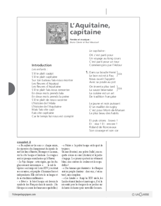 Les régions de France en chansons / L'Aquitaine, capitaine (Cycle 2)