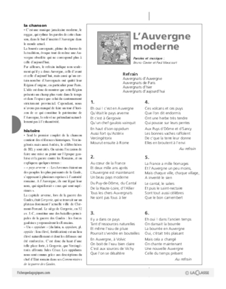 Les régions de France en chansons / L'Auvergne moderne (Cycle 2)