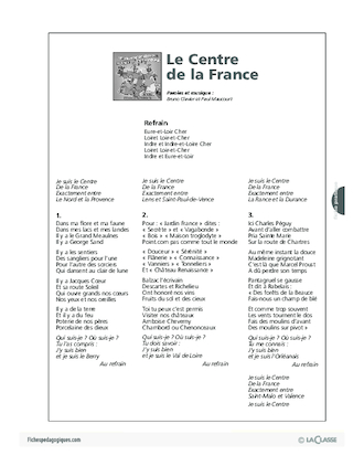 Les régions de France en chansons / Le Centre de la France (Cycle 2)