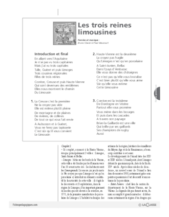 Les régions de France en chansons / Les trois reines limousines (Cycle 2)