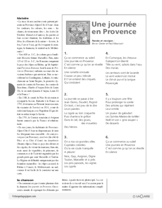 Les régions de France en chansons / Une journée en Provence (Cycle 2)