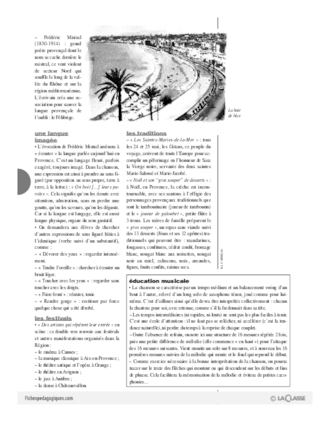 Les régions de France en chansons / Une journée en Provence (Cycle 3)