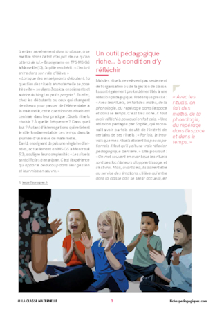 Les rituels en maternelle : des repères pour apprendre