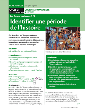 Les temps modernes 1/3. Identifier une période de l'histoire