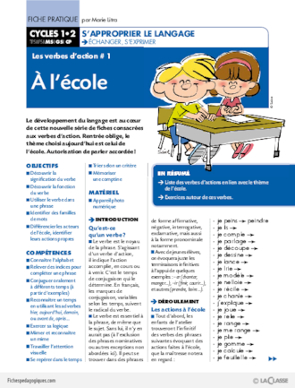 Les verbes d'action (1) / A l'école