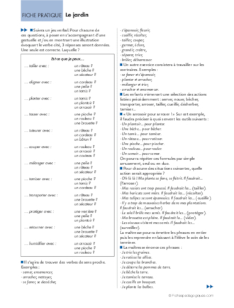 Les verbes d'action (4). Le jardin