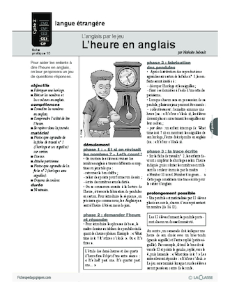 L Heure L Anglais Par Le Jeu Fichespedagogiques Com