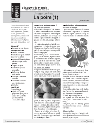 L'imagier des fruits : La poire (1)