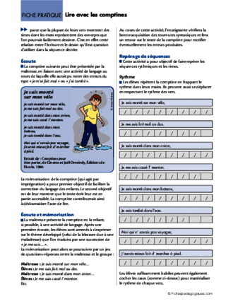 Lire en maternelle (7) : Lire avec les comptines