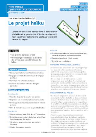 Lire et écrire des haïkus