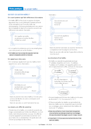 Lire et écrire des haïkus