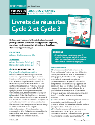 Livret de réussite anglais cycles 2 et 3