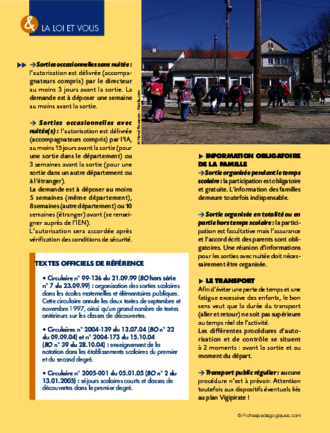 Loi / Les sorties scolaires