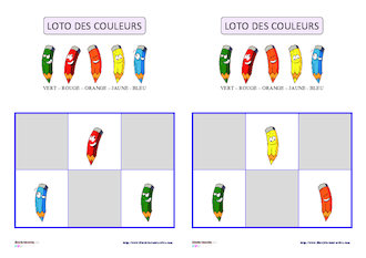 Loto des couleurs - Jeu français 3-5 ans