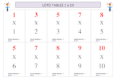 Loto tables multiplication 1 à 10