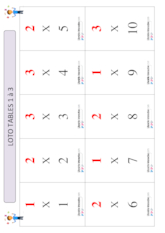 Loto tables multiplication 1 à 3