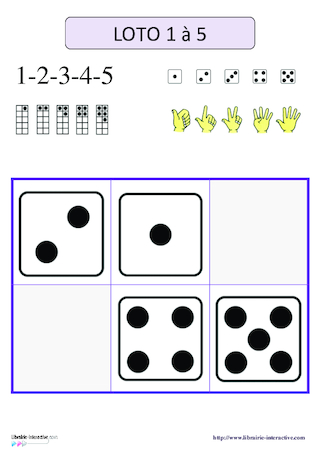 Lotos des nombres 1 à 5