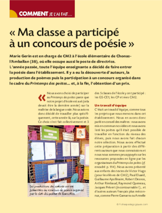 Ma classe a participé à un concours de poésie