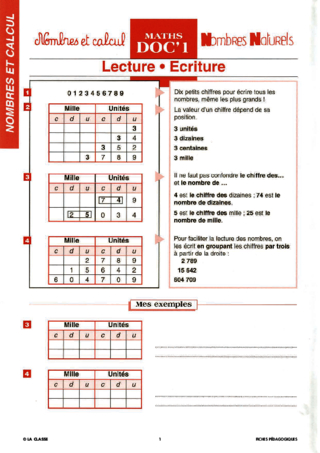 Maths CM Nombres et calcul ~ Docs en stock