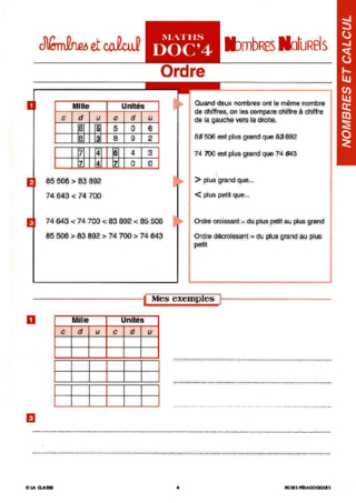 Maths CM Nombres et calcul ~ Docs en stock