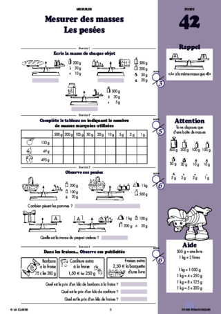 Maths CM1 Mesures ~ Cahiers malins