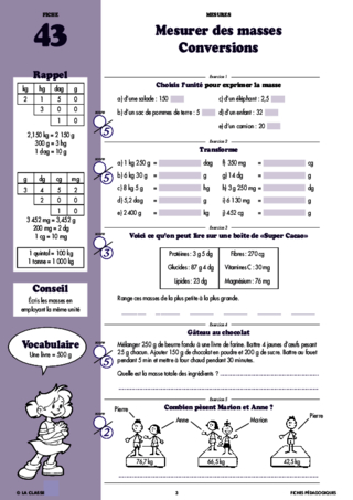 Maths CM1 Mesures ~ Cahiers malins