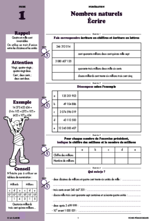 Maths  CM2 numération ~ Cahiers malins