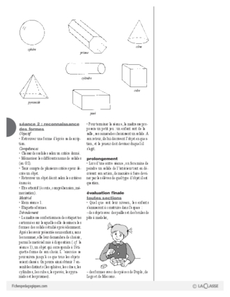 Maths en maternelle : Les solides