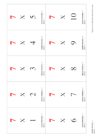 Memory tables de multiplication 7 à 10