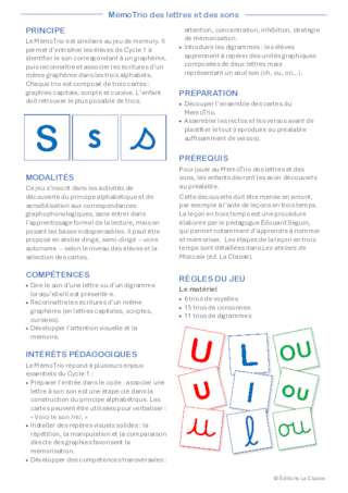 MémoTrio des lettres et des sons