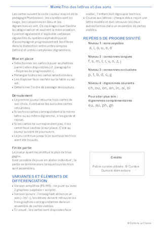 MémoTrio des lettres et des sons