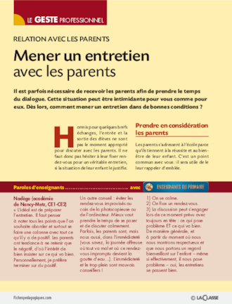 Mener un entretien avec les parents