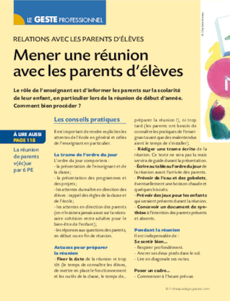 Mener une réunion avec les parents d'élèves